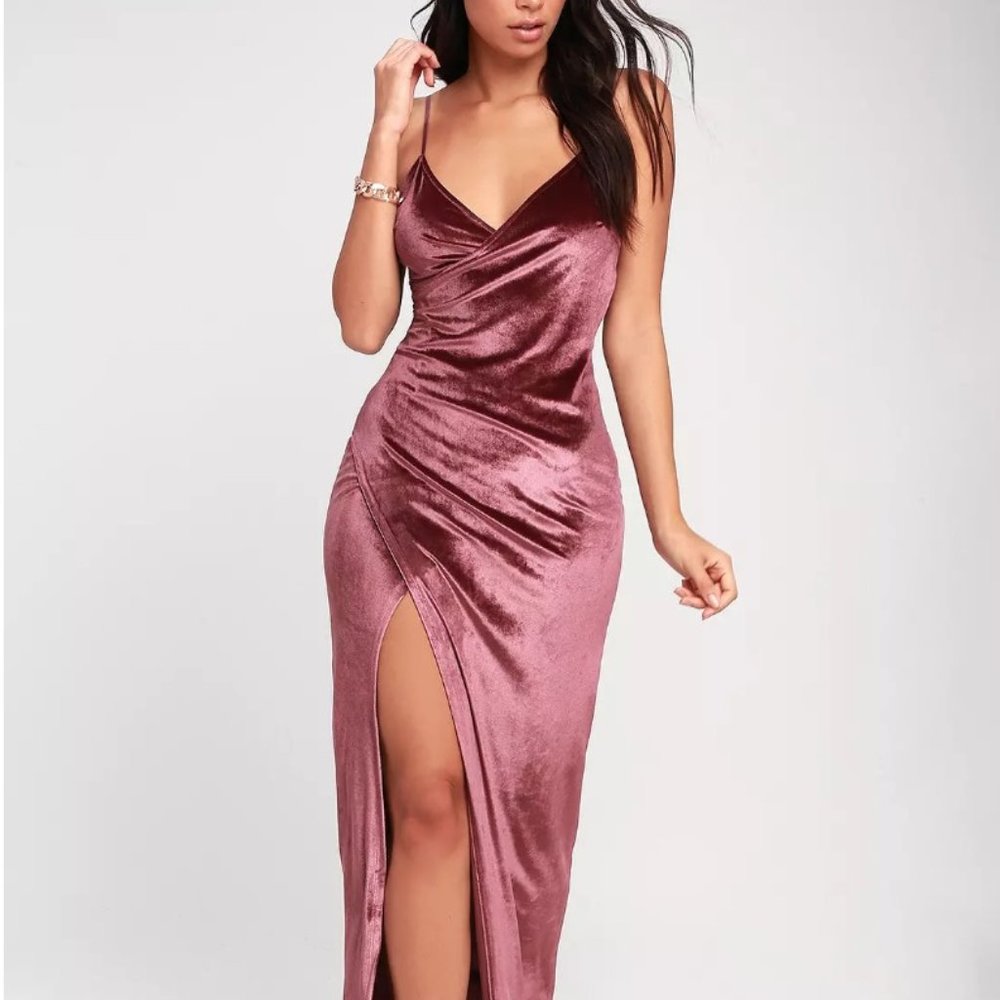 Lulu's Debut Diva Mauve Velvet Maxi Dress